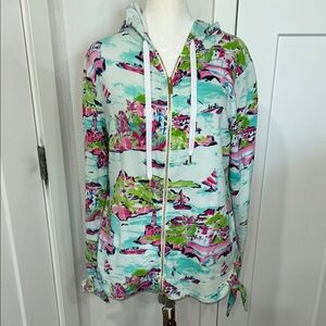 Crown & Ivy Women's Multicolor Zip-Up Hoodie. Travel casual soft hooded.